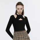 PUNK RAVE Women's Punk Cutout Slim Ftiited Shirt