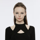 PUNK RAVE Women's Punk Cutout Slim Ftiited Shirt