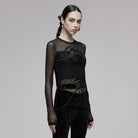 Punk Rave Women's Punk Dragon Printed Sheer Long Sleeved Mesh Top