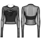 Punk Rave Women's Punk Dragon Printed Sheer Long Sleeved Mesh Top