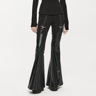 PUNK RAVE Women's Punk Eyelet Leggings with Faux Leather Leg Warmers