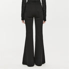 PUNK RAVE Women's Punk Faux Leather Splice Flared Pants