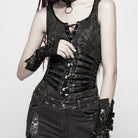 Women's Punk Faux Leather Strips Underbust Corsets Wide Girdles