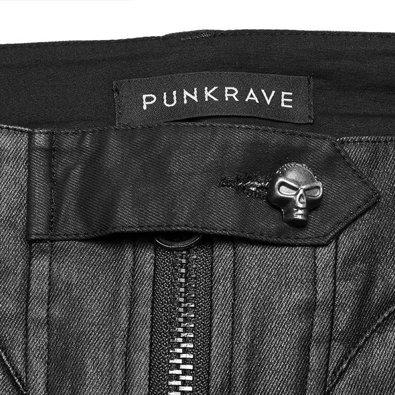 Women's Punk Faux Leather Woven Pants