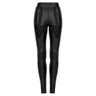 PUNK RAVE Women's Punk Floral Embroidered Faux Leather Leggings