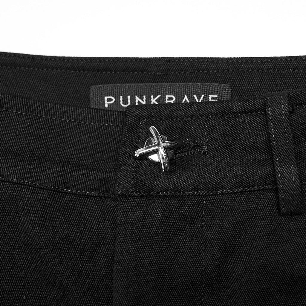 PUNK RAVE Women's Punk Front Zip Cutout Bell-bottoms