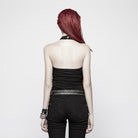 Women's Punk Halter Ripped Backless Black Top