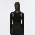 PUNK RAVE Women's Punk High Collar Mesh Splice Shirt