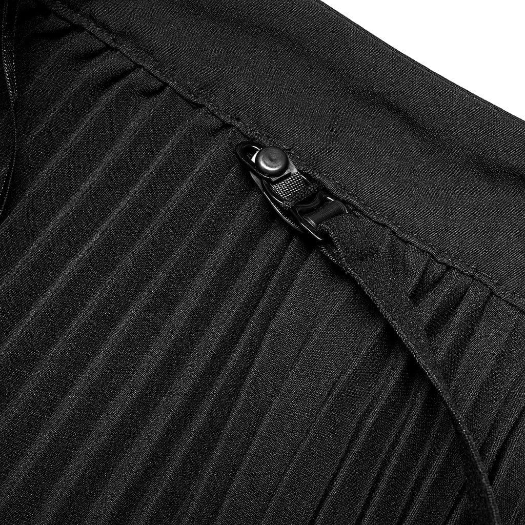 PUNK RAVE Women's Punk High-waisted Pleated Skirt With Garter