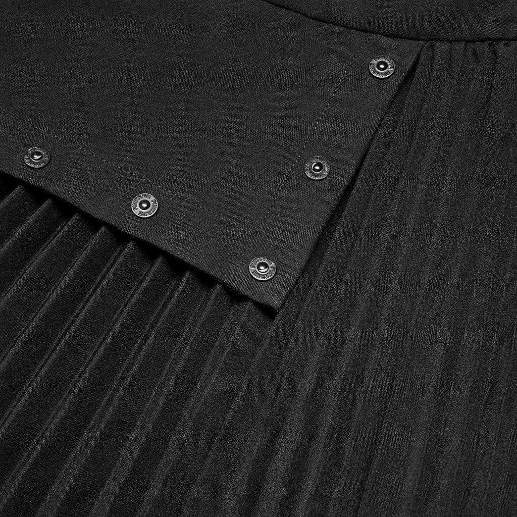 PUNK RAVE Women's Punk High-waisted Pleated Skirt With Garter