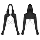 Women's Punk Hooded Cape with Metal Chain