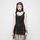 Camiseta de tirantes negra con dobladillo irregular Punk para mujer