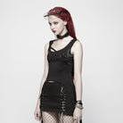 Camiseta de tirantes negra con dobladillo irregular Punk para mujer