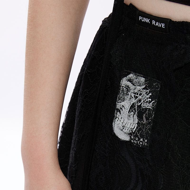 Punk Rave Women's Punk Irregular Hem Lace Skirt