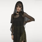 PUNK RAVE Damen Punk Unregelmäßiger Netzumhang mit Kapuze