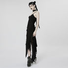 PUNK RAVE Women's Punk Irregular Mesh Splice Slip Dress