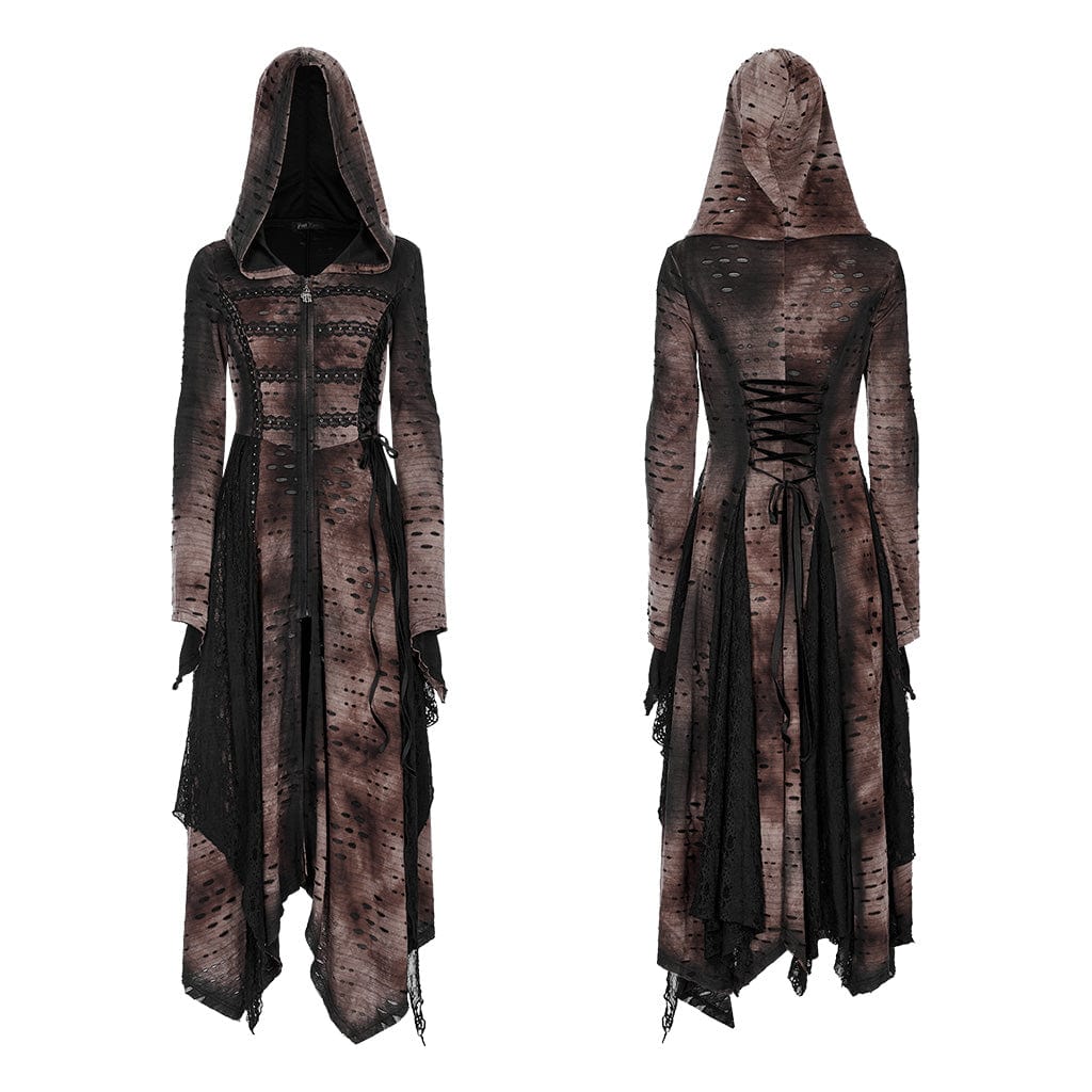 Punk Rave Sorceress Long Sleeve Gothic Hooded Dress Coat • Local Stock •  Gothic