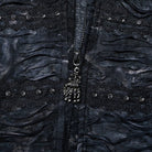 PUNK RAVE Women's Punk Irregular Ripped Long Coat with Hood