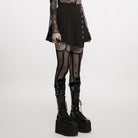 PUNK RAVE Women's Punk JK High-waisted Pleated Skirt