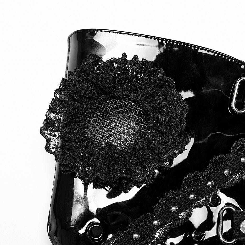 PUNK RAVE Women's Punk Lace Splice Rivets Mask