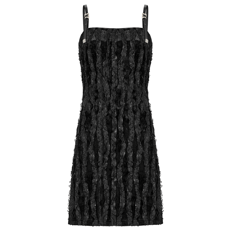 PUNK RAVE Women's Punk Lace Splice Velvet Slip Dress