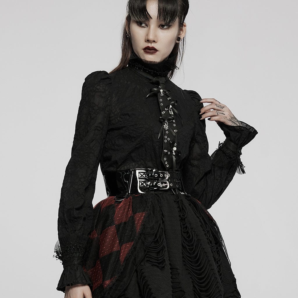 PUNK RAVE Women's Punk Lacing-up Faux Leather Wide Belt with Shoulder Straps