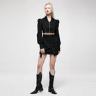 Punk Rave Women's Punk Lacing-up Jacquard Short Skirt With Belt