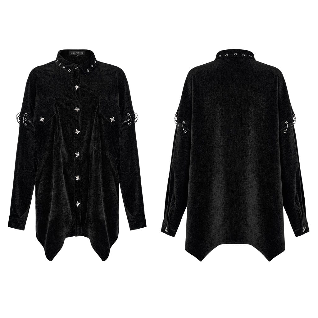PUNK RAVE Women's Punk Loose Shirt with Detachable Sleeves