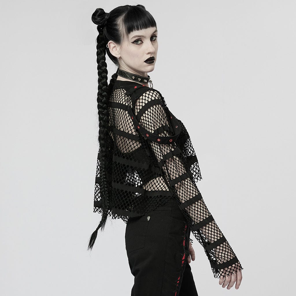 Women's Punk Mesh Crop Top with Straps – Punk Design