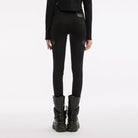 PUNK RAVE Women's Punk Mesh Splice Buckle Leggings