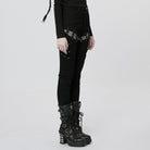 PUNK RAVE Women's Punk Mesh Splice Buckles Jeans