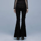 Punk Rave Women's Punk Mesh Splice Ripped Flared Pants