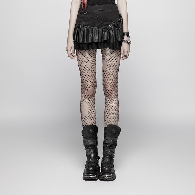 Women's Punk Multilayer Side Zipper Fishtail Mini Skirt