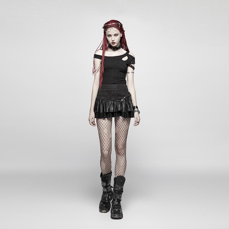 Women's Punk Multilayer Side Zipper Fishtail Mini Skirt