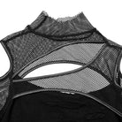 PUNK RAVE Women's Punk Off Shoulder Ripped Mesh Top