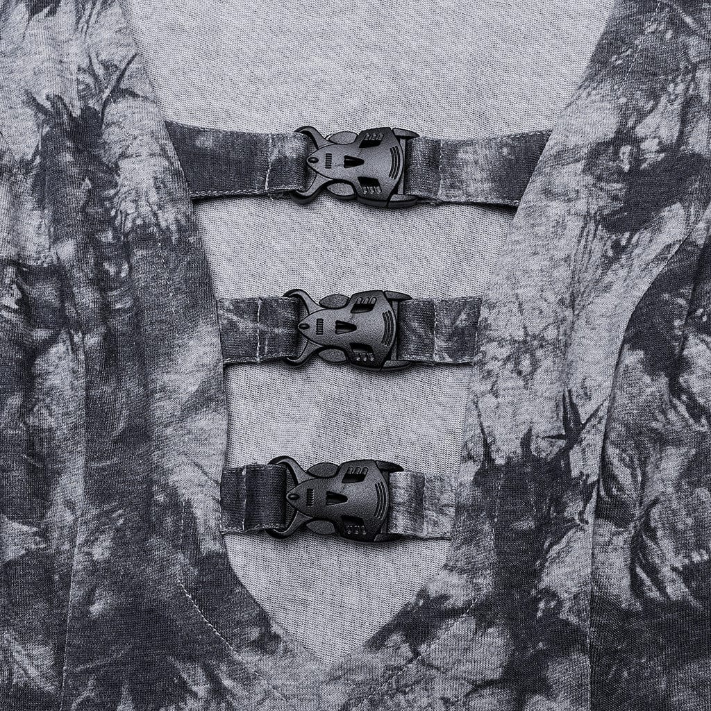 PUNK RAVE Damen Punk Tiefer V-Ausschnitt Ärmelloses Kleid