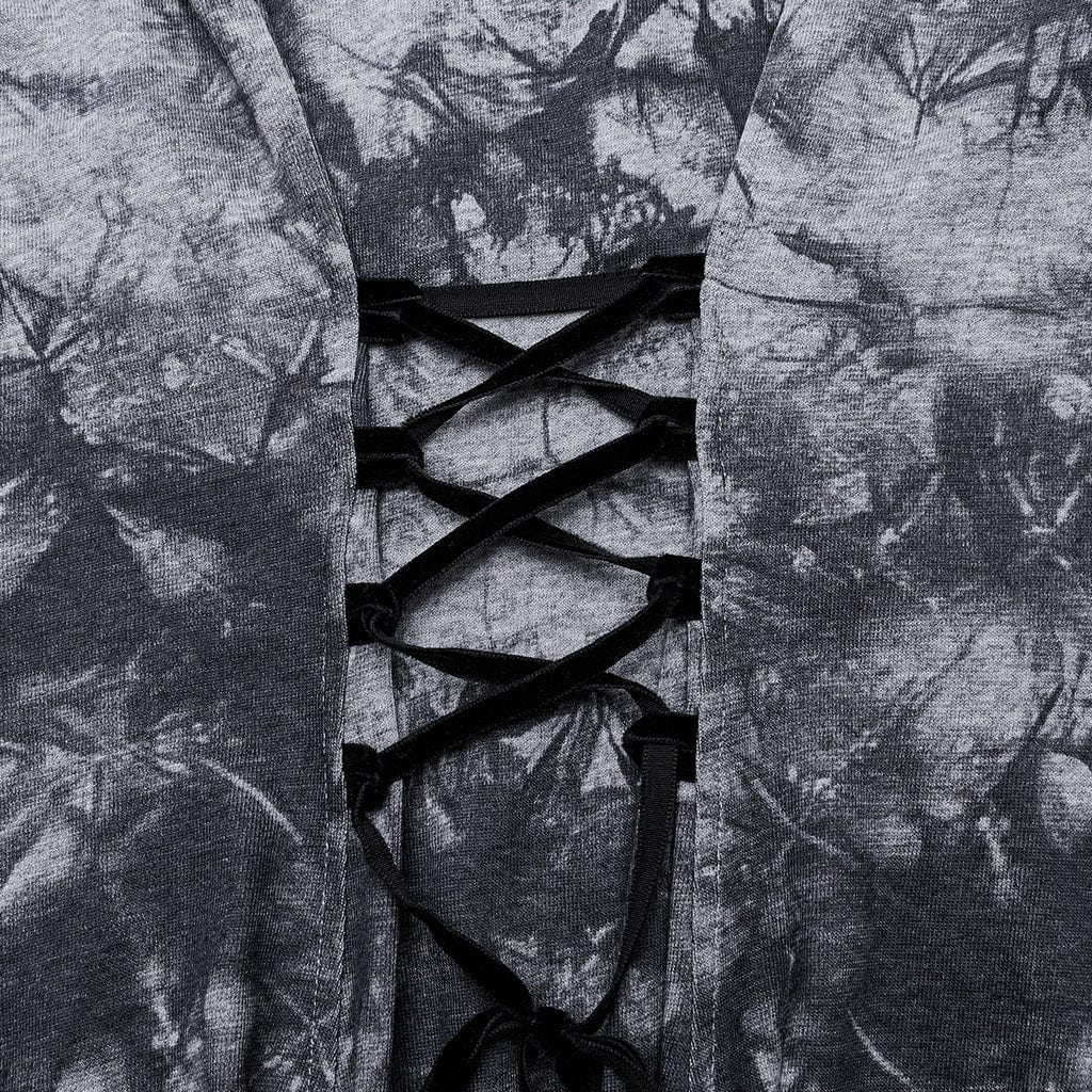 PUNK RAVE Damen Punk Tiefer V-Ausschnitt Ärmelloses Kleid