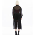 Punk Rave Women's Punk Puff Sleeved Sheer Long Coat