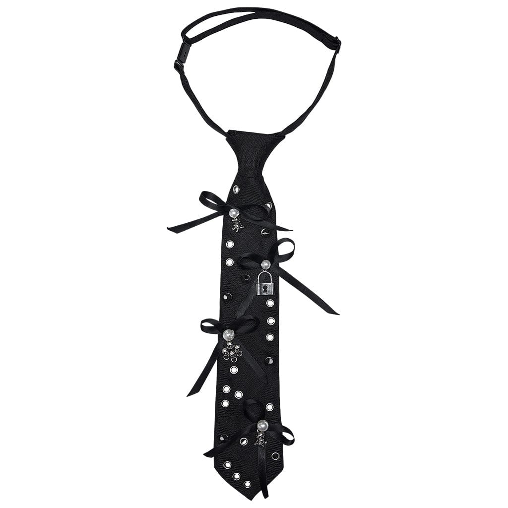 PUNK RAVE Women's Punk Rivets Bowknot Necktie
