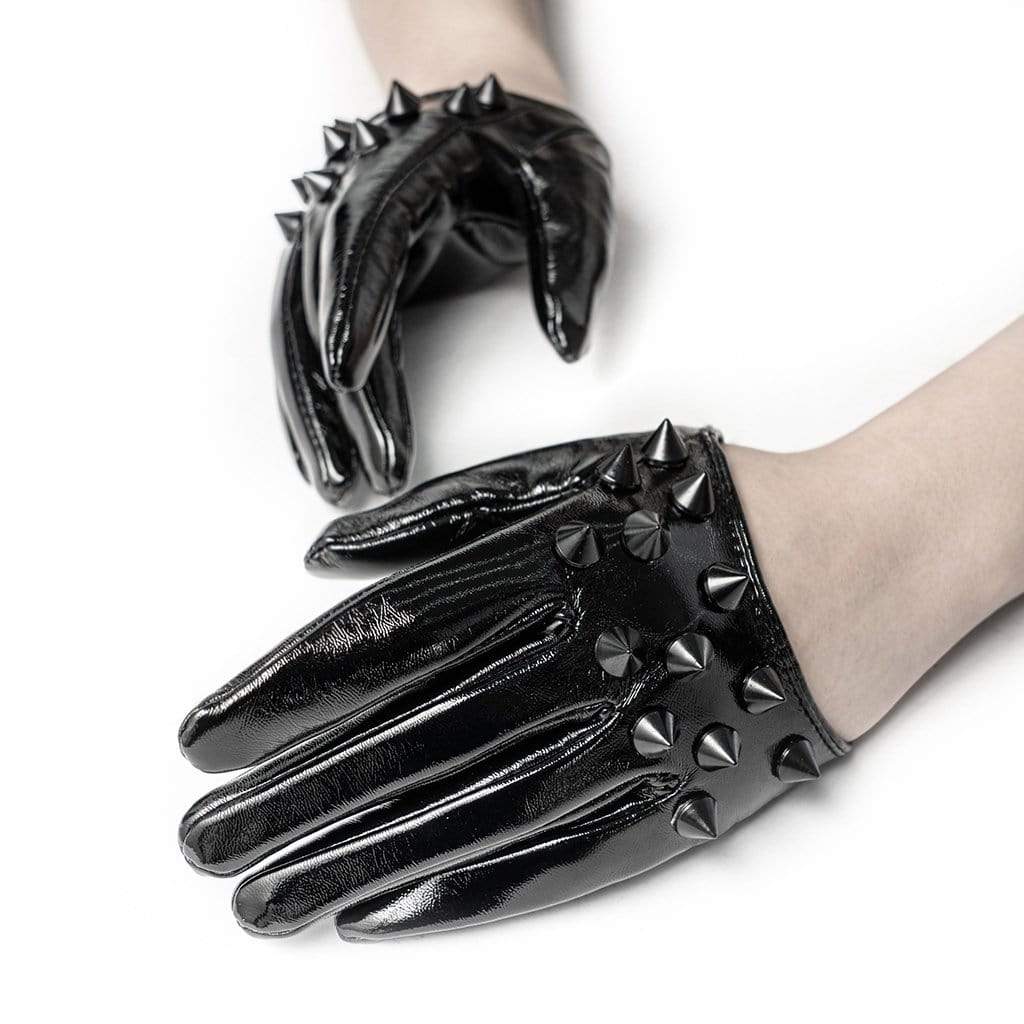 Women's Short Faux Leather Fingerless Gloves