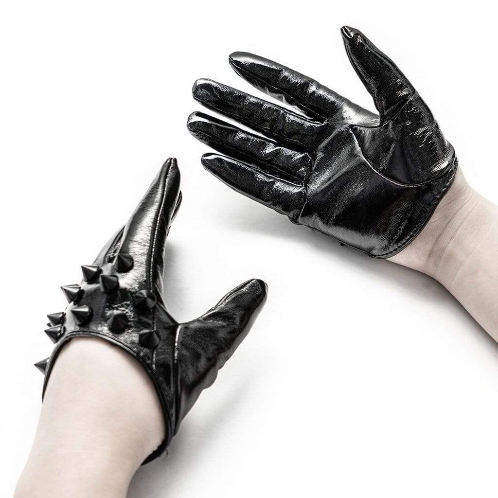Women's Punk Rivets Faux Leather Gloves