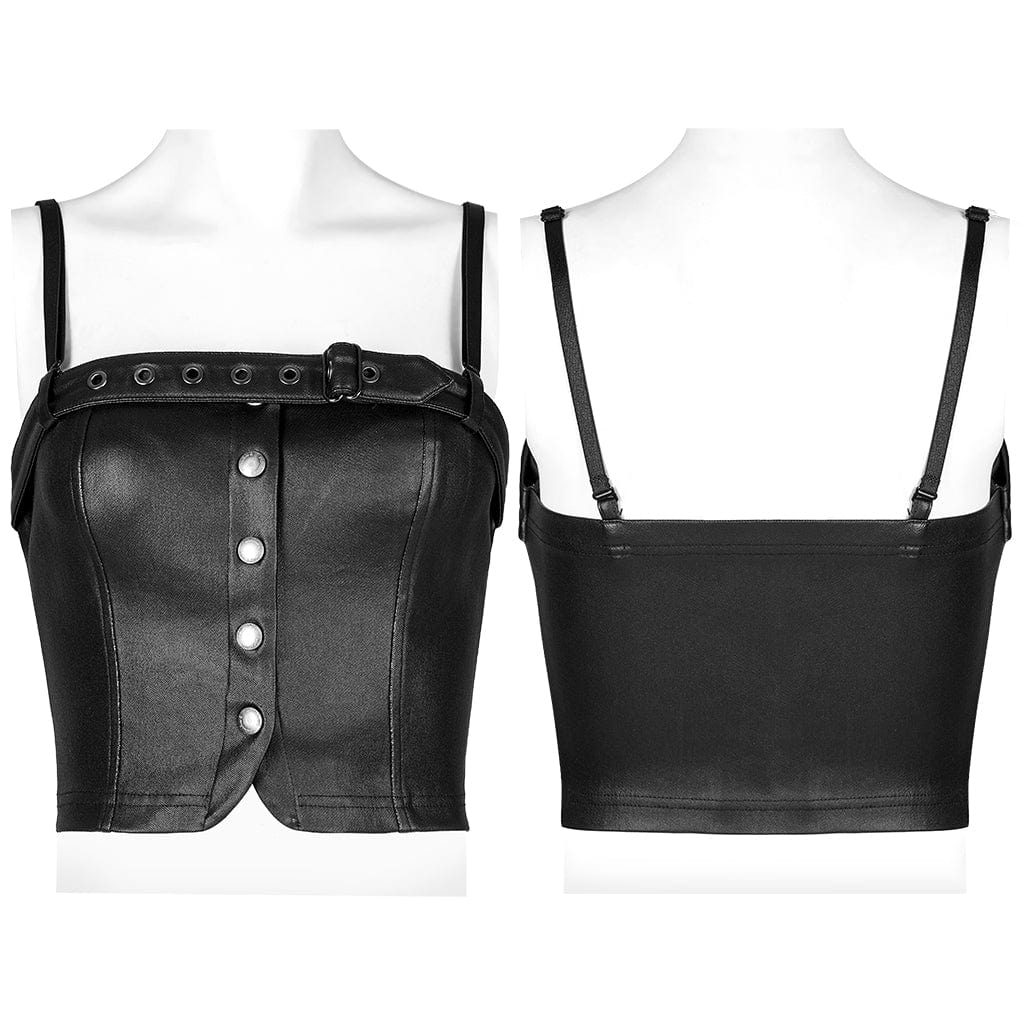 Punk Rave Women's Punk Single-breasted Strap Faux Leather Bustier