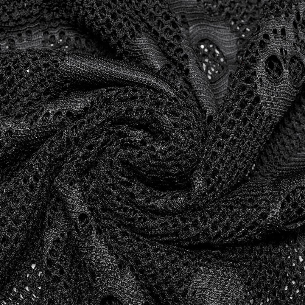 PUNK RAVE Damen Punk Skull Mesh Tank Top mit Ärmelschonern