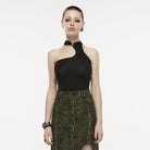 PUNK RAVE Damen Punk Slash Shoulder Cheongsam-Kragen Tanktop