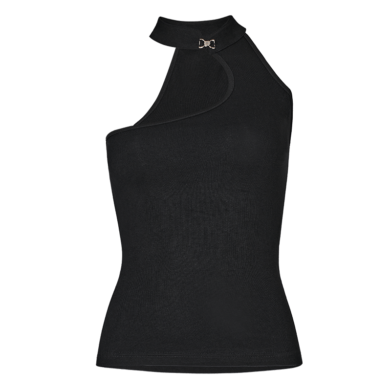 PUNK RAVE Damen Punk Slash Shoulder Cheongsam-Kragen Tanktop