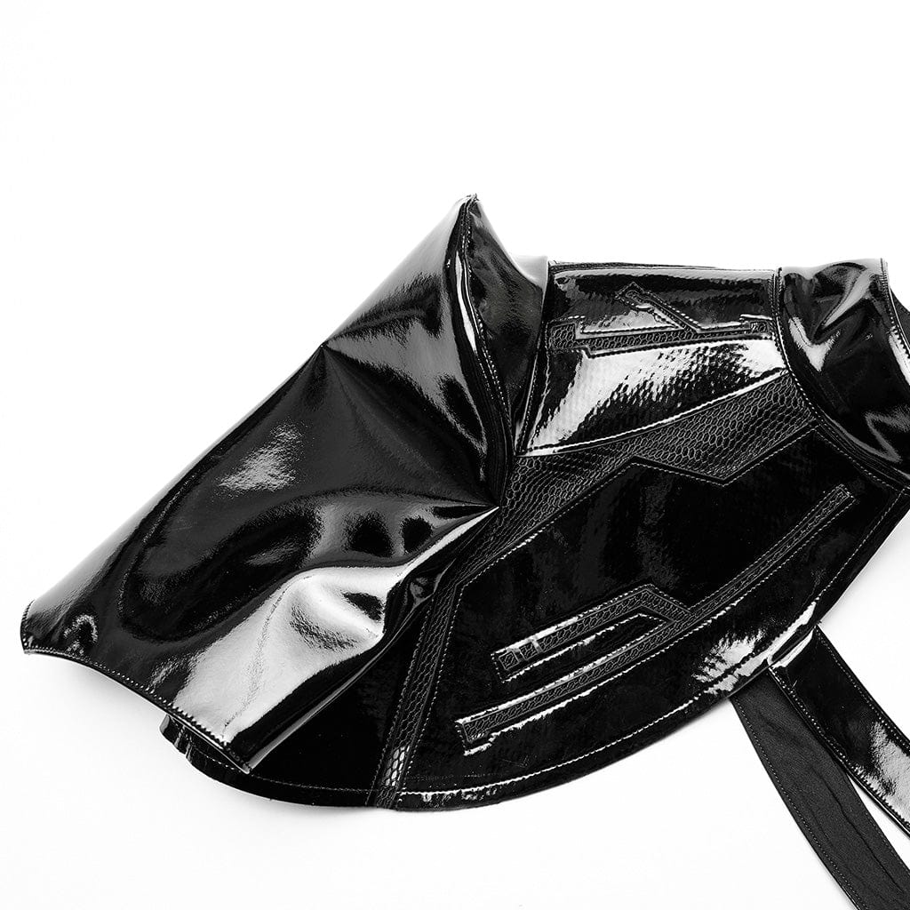 PUNK RAVE Women's Punk Stand Collar Patent Leather Body Harness