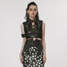 PUNK RAVE Damen Punk Stehkragen Zerrissener Umhang