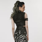 PUNK RAVE Damen Punk Stehkragen Zerrissener Umhang