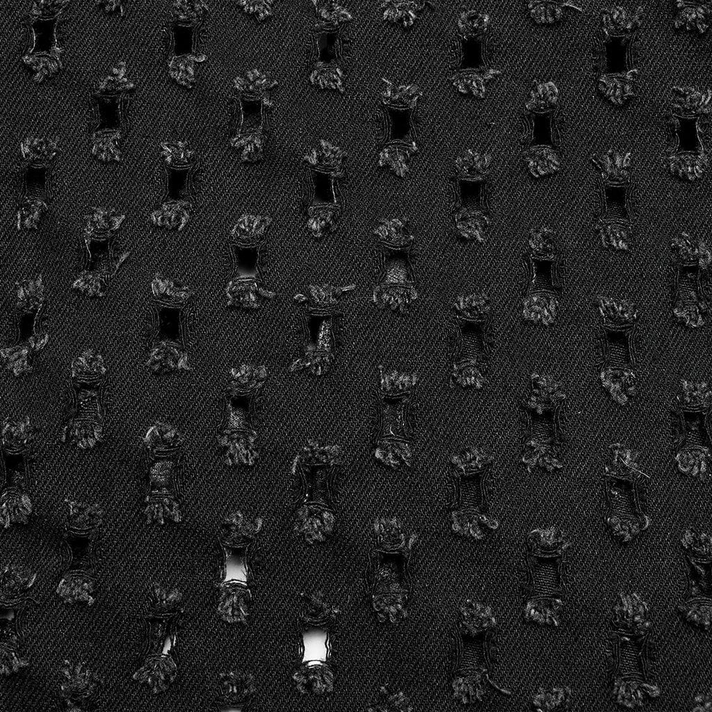 PUNK RAVE Damen Punk Stehkragen Zerrissener Umhang