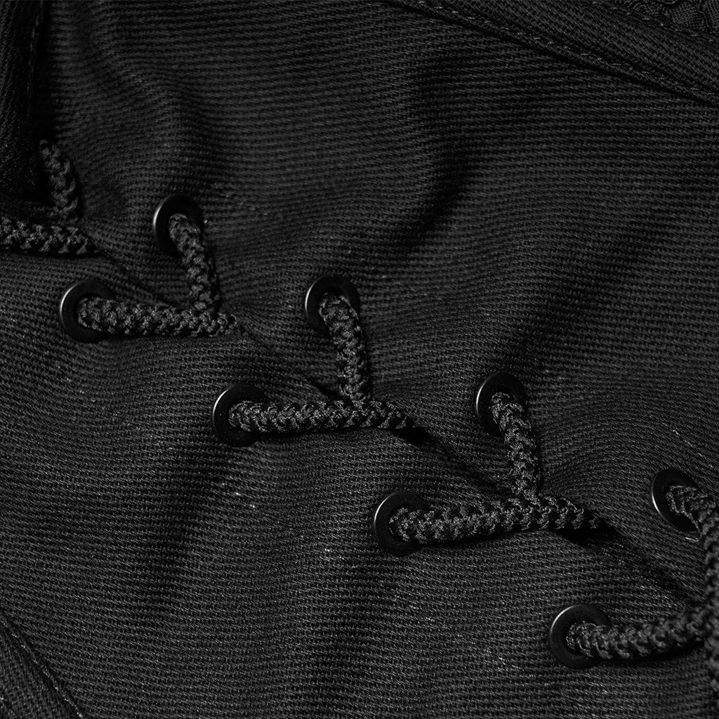 PUNK RAVE Women's Punk Strappy Mesh Splice Zipper Underbust Corset